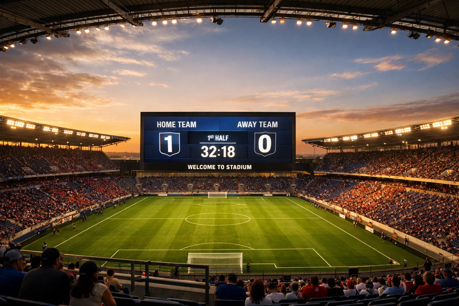 Football stadium with betting odds display board
