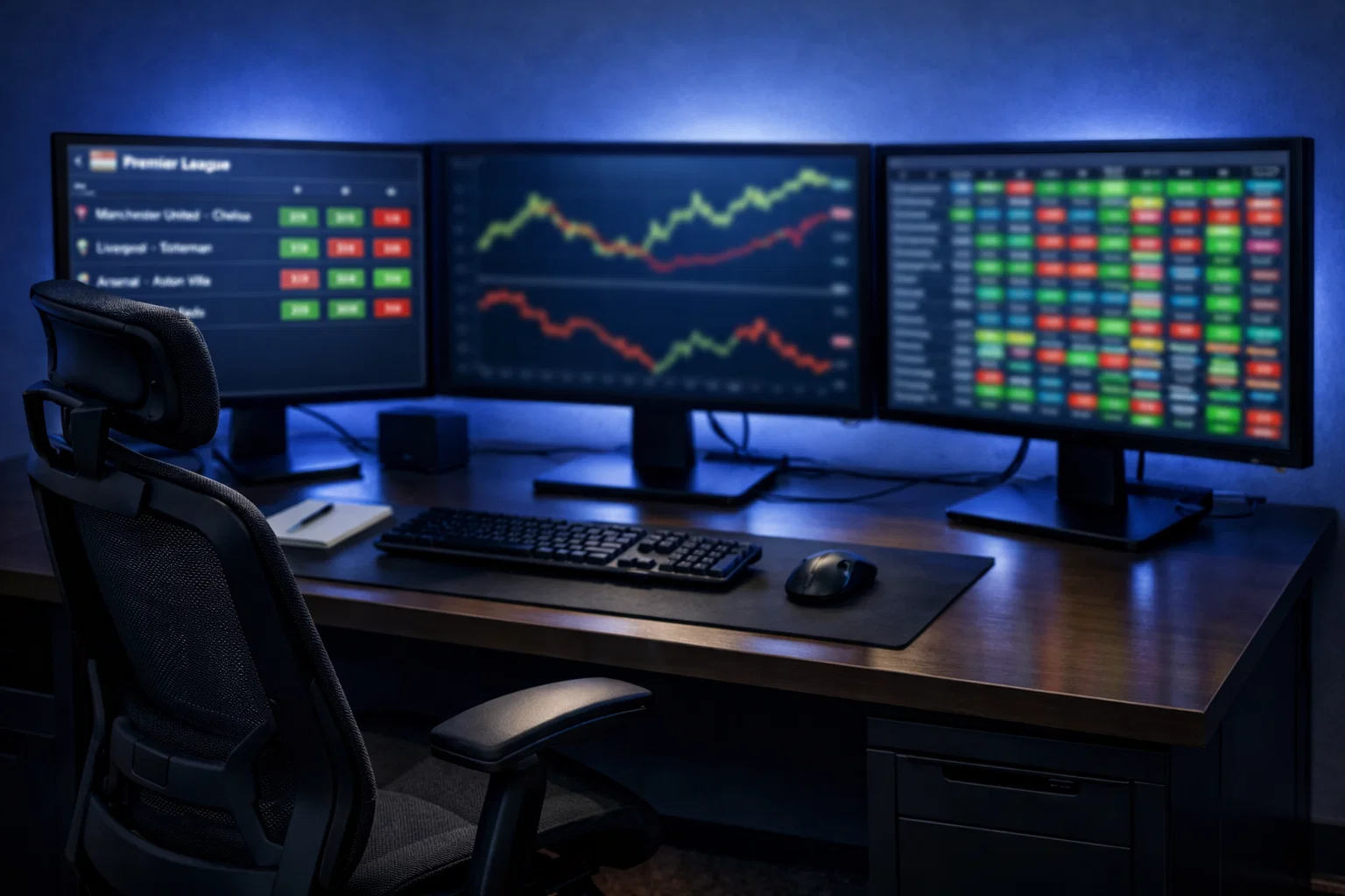 Multiple screens showing live odds movement for football match